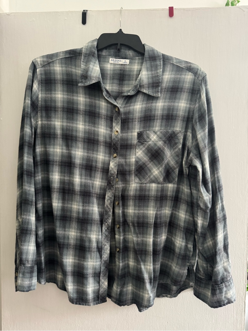 Unisex Gray Plaid Button-Up Shirt